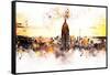 NYC Watercolor Collection - Sunset Skyline-Philippe Hugonnard-Framed Stretched Canvas