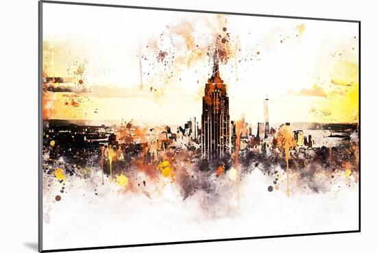 NYC Watercolor Collection - Sunset Skyline-Philippe Hugonnard-Mounted Art Print