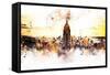 NYC Watercolor Collection - Sunset Skyline-Philippe Hugonnard-Framed Stretched Canvas