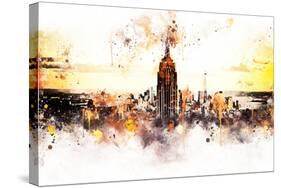 NYC Watercolor Collection - Sunset Skyline-Philippe Hugonnard-Stretched Canvas