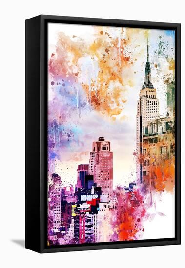 NYC Watercolor Collection - The Empire State Building-Philippe Hugonnard-Framed Stretched Canvas