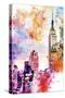 NYC Watercolor Collection - The Empire State Building-Philippe Hugonnard-Stretched Canvas