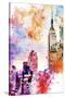 NYC Watercolor Collection - The Empire State Building-Philippe Hugonnard-Stretched Canvas