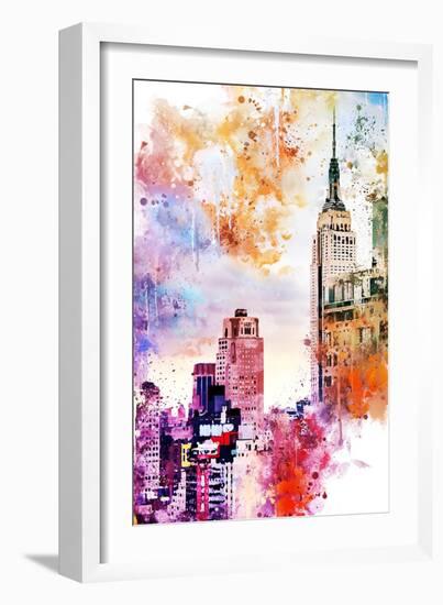 NYC Watercolor Collection - The Empire State Building-Philippe Hugonnard-Framed Art Print