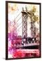 NYC Watercolor Collection - The Manhattan Bridge II-Philippe Hugonnard-Framed Art Print