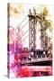 NYC Watercolor Collection - The Manhattan Bridge II-Philippe Hugonnard-Stretched Canvas