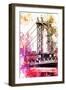 NYC Watercolor Collection - The Manhattan Bridge II-Philippe Hugonnard-Framed Premium Giclee Print