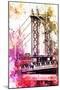 NYC Watercolor Collection - The Manhattan Bridge II-Philippe Hugonnard-Mounted Premium Giclee Print