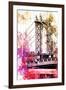 NYC Watercolor Collection - The Manhattan Bridge II-Philippe Hugonnard-Framed Art Print