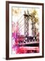 NYC Watercolor Collection - The Manhattan Bridge II-Philippe Hugonnard-Framed Art Print