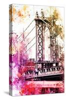 NYC Watercolor Collection - The Manhattan Bridge II-Philippe Hugonnard-Stretched Canvas