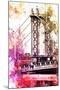 NYC Watercolor Collection - The Manhattan Bridge II-Philippe Hugonnard-Mounted Art Print