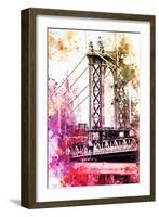 NYC Watercolor Collection - The Manhattan Bridge II-Philippe Hugonnard-Framed Art Print