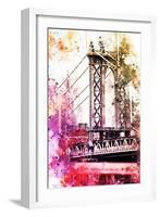 NYC Watercolor Collection - The Manhattan Bridge II-Philippe Hugonnard-Framed Art Print