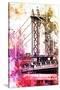 NYC Watercolor Collection - The Manhattan Bridge II-Philippe Hugonnard-Stretched Canvas