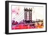 NYC Watercolor Collection - The Manhattan Bridge III-Philippe Hugonnard-Framed Premium Giclee Print