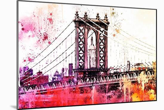 NYC Watercolor Collection - The Manhattan Bridge III-Philippe Hugonnard-Mounted Premium Giclee Print