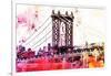 NYC Watercolor Collection - The Manhattan Bridge III-Philippe Hugonnard-Framed Art Print