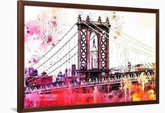 NYC Watercolor Collection - The Manhattan Bridge III-Philippe Hugonnard-Framed Art Print