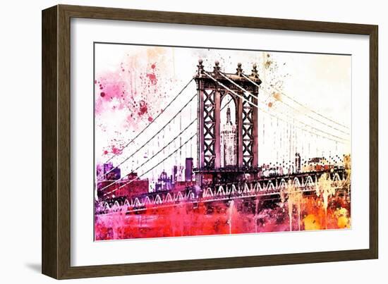 NYC Watercolor Collection - The Manhattan Bridge III-Philippe Hugonnard-Framed Art Print