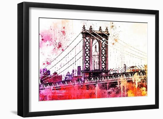 NYC Watercolor Collection - The Manhattan Bridge III-Philippe Hugonnard-Framed Art Print