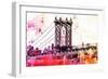 NYC Watercolor Collection - The Manhattan Bridge III-Philippe Hugonnard-Framed Art Print