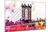 NYC Watercolor Collection - The Manhattan Bridge III-Philippe Hugonnard-Mounted Art Print