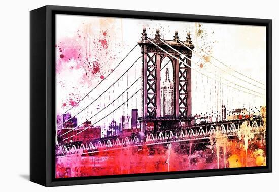 NYC Watercolor Collection - The Manhattan Bridge III-Philippe Hugonnard-Framed Stretched Canvas