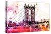 NYC Watercolor Collection - The Manhattan Bridge III-Philippe Hugonnard-Stretched Canvas