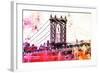 NYC Watercolor Collection - The Manhattan Bridge III-Philippe Hugonnard-Framed Art Print