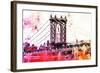 NYC Watercolor Collection - The Manhattan Bridge III-Philippe Hugonnard-Framed Art Print