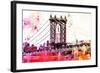 NYC Watercolor Collection - The Manhattan Bridge III-Philippe Hugonnard-Framed Art Print