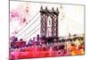 NYC Watercolor Collection - The Manhattan Bridge III-Philippe Hugonnard-Mounted Art Print