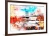 NYC Watercolor Collection - The Manhattan Bridge IV-Philippe Hugonnard-Framed Art Print