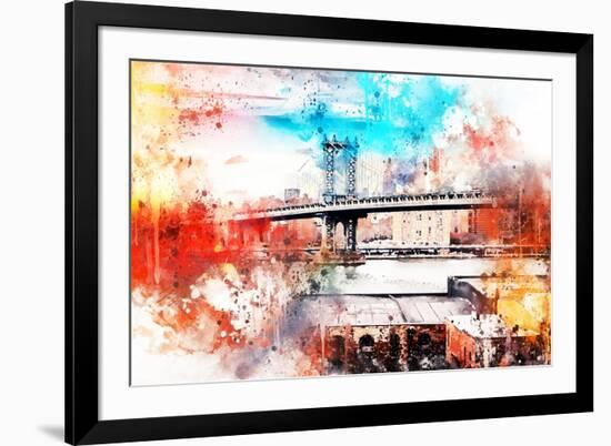 NYC Watercolor Collection - The Manhattan Bridge IV-Philippe Hugonnard-Framed Art Print