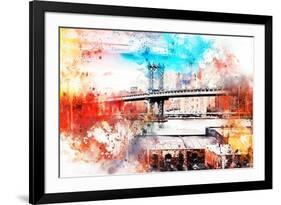 NYC Watercolor Collection - The Manhattan Bridge IV-Philippe Hugonnard-Framed Art Print