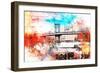 NYC Watercolor Collection - The Manhattan Bridge IV-Philippe Hugonnard-Framed Art Print