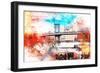 NYC Watercolor Collection - The Manhattan Bridge IV-Philippe Hugonnard-Framed Art Print