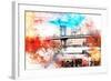 NYC Watercolor Collection - The Manhattan Bridge IV-Philippe Hugonnard-Framed Art Print