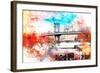 NYC Watercolor Collection - The Manhattan Bridge IV-Philippe Hugonnard-Framed Art Print