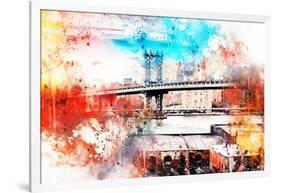 NYC Watercolor Collection - The Manhattan Bridge IV-Philippe Hugonnard-Framed Art Print