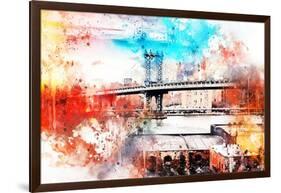 NYC Watercolor Collection - The Manhattan Bridge IV-Philippe Hugonnard-Framed Art Print