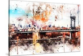 NYC Watercolor Collection - The Manhattan Bridge-Philippe Hugonnard-Stretched Canvas