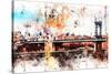 NYC Watercolor Collection - The Manhattan Bridge-Philippe Hugonnard-Stretched Canvas