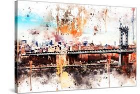 NYC Watercolor Collection - The Manhattan Bridge-Philippe Hugonnard-Stretched Canvas