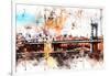 NYC Watercolor Collection - The Manhattan Bridge-Philippe Hugonnard-Framed Art Print