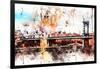 NYC Watercolor Collection - The Manhattan Bridge-Philippe Hugonnard-Framed Art Print