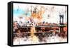 NYC Watercolor Collection - The Manhattan Bridge-Philippe Hugonnard-Framed Stretched Canvas