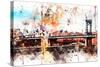 NYC Watercolor Collection - The Manhattan Bridge-Philippe Hugonnard-Stretched Canvas