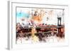 NYC Watercolor Collection - The Manhattan Bridge-Philippe Hugonnard-Framed Art Print
